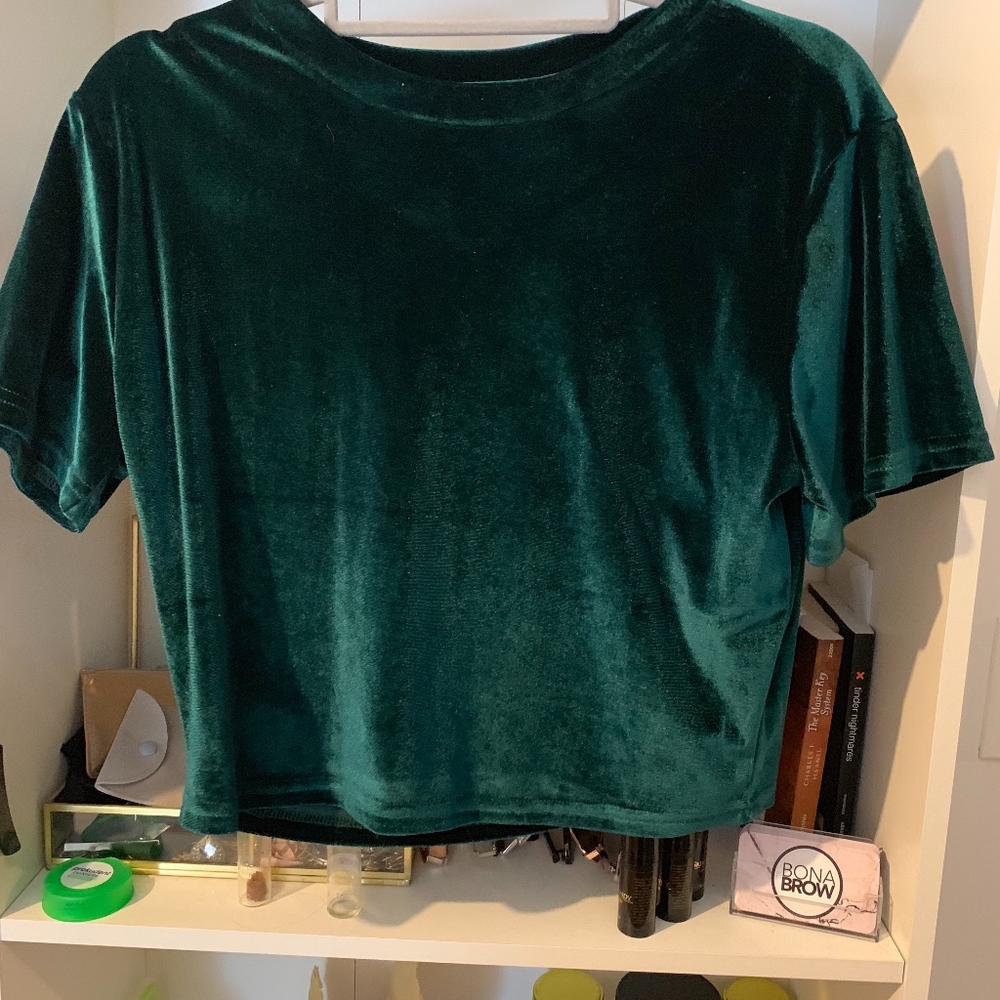velvet green crop top